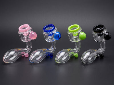 4" Stratus Lay Down Sherlock w/ Screen & Large Bowl Pipe in Pink, Blue, Green and Black