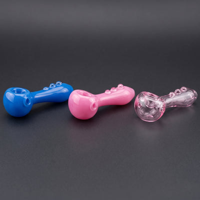 4" Triple-Dot Solid Color Hand Pipe in Blue, Pink and Light Pink