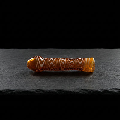 4″ White Reversal Chillum on dark slate surface - Oil Slick Pad