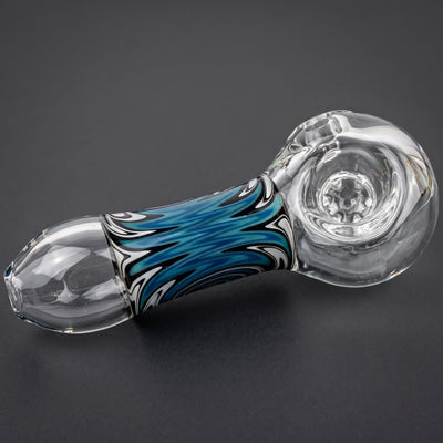4" Wigwag Body w/ Clear Body & Glass Screen Bowl Hand Pipe