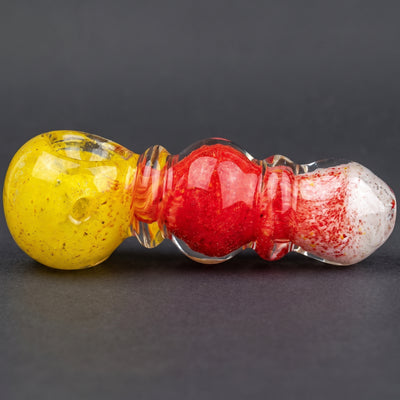4" Yellow, Red, & White Frit Maria Orb Body Hand Pipe