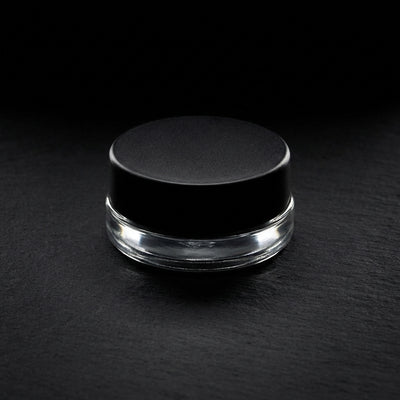 7ml Low Profile Glass Jar with Black Screw Top - angle shot