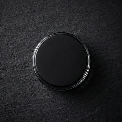 7ml Low Profile Glass Jar with Black Screw Top - topdown shot