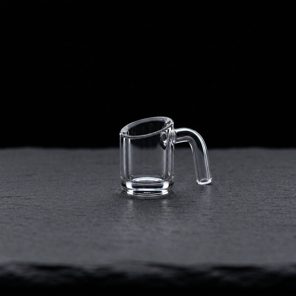 4mm Quartz Banger - 10 M 45° on dark slate surface - Oil Slick Pad
