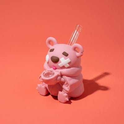 4.9" Tongue-sticking Bear Water Pipe | Silicone