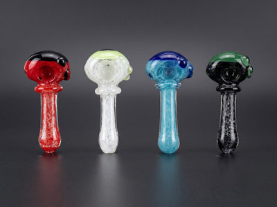4" Frit Maria Two-Tone Encalmo Hand Pipe in Red & Black, White & Lime, Aqua & Blue and Black & Green