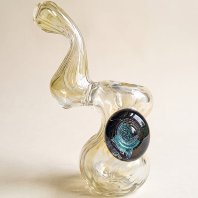 5.5" Element Silver Fume Sherlock Pipe w/ Marble Cab - Made in USA, light background