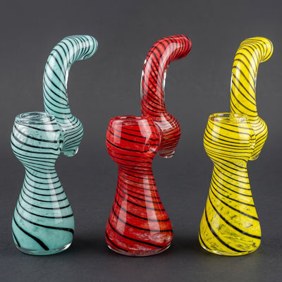 5.5" Frit Color-Line Wrap Bubbler in Green, Red and Yellow