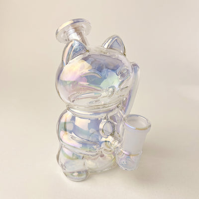 5.5" Iridescent Sculpted Fortune Cat Rig, light background