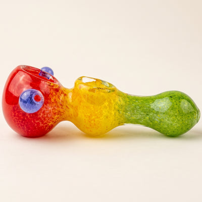 5.5" Rasta Frit Double Bowl Hand Pipe, light background