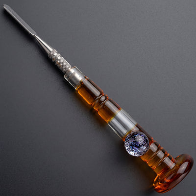 5.5" Stand Up Glass w/ Dichro Marble & Stainless Steel Tip Dab Tool