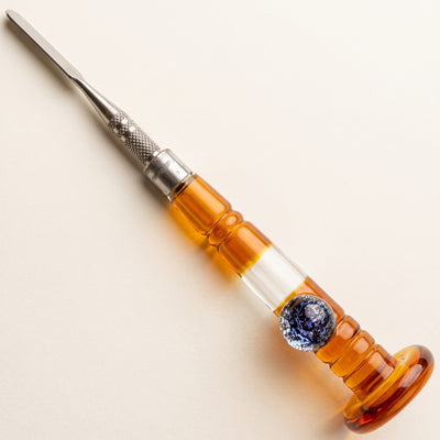 5.5" Stand Up Glass w/ Dichro Marble & Stainless Steel Tip Dab Tool, light background