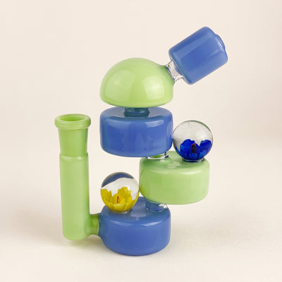 5.5" Two-Tone Stacked Puck Flower Implosion Rig, light background