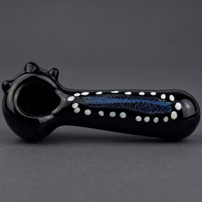 5" Black w/ Dichro & White Dots Accent Hand Pipe