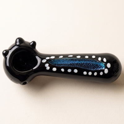 5" Black w/ Dichro & White Dots Accent Hand Pipe, light background
