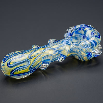 5" Blue & White Accent w/ Thick Clear Spots Hand Pipe