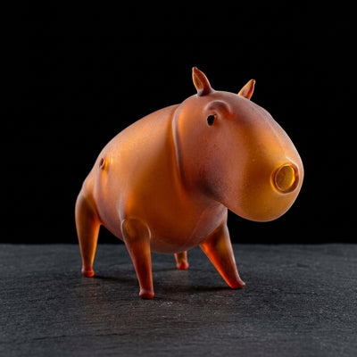 5″ Capybara Sculpted Hand Pipe on dark slate surface - Oil Slick Pad