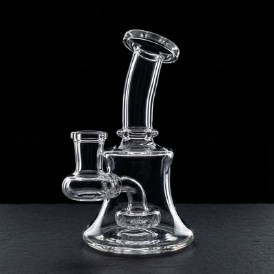 5″ Clear Classic Showerhead Rig on dark slate surface - Oil Slick Pad