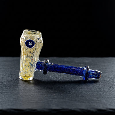 5" Cobalt Frit w/ Fume Head Hammer Hand Pipe on dark slate surface - Oil Slick Pad