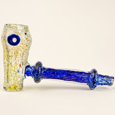 5" Cobalt Frit w/ Fume Head Hammer Hand Pipe, light background