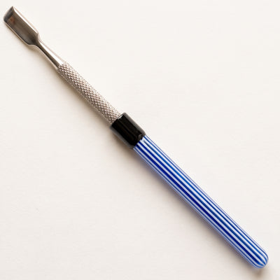 5" Color Line Swirl Glass Handle Stainless Steel Dab Tool, light background