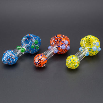 5" Frit & Clear Cone Hand Pipe in Blue, Orange and Yellow