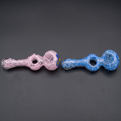 5" Frit Donut Flower Hand Pipe in Pink and Blue