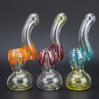 5" Fume Accent w/ Color Line Mini Bubbler in Orange, Red and Blue