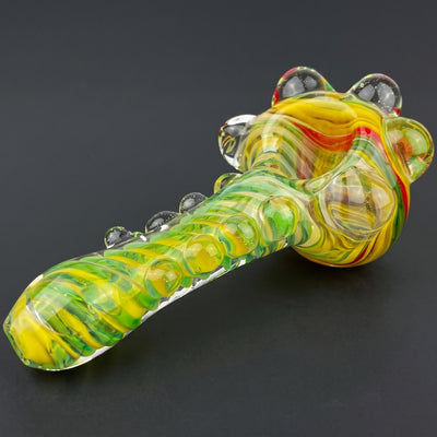 5" Fume Color Line Body w/ Dots & Swirl Rasta Head Hand Pipe