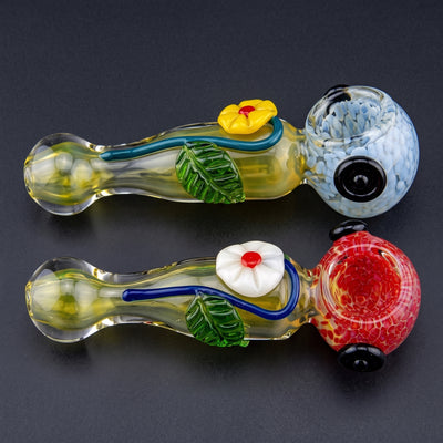 5″ Fume Flower Glass Hand Pipe in Blue and Red