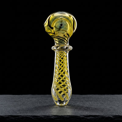5" Fume w/ Color Twist Cane & Maria Neck Hand Pipe on dark slate surface - Oil Slick Pad