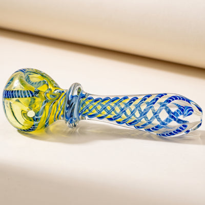 5" Fume w/ Color Twist Cane & Maria Neck Hand Pipe, light background