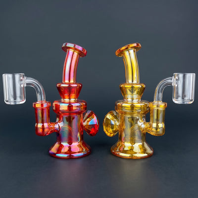 5" Iridescent Facet Diamond Rig in Red and Gold