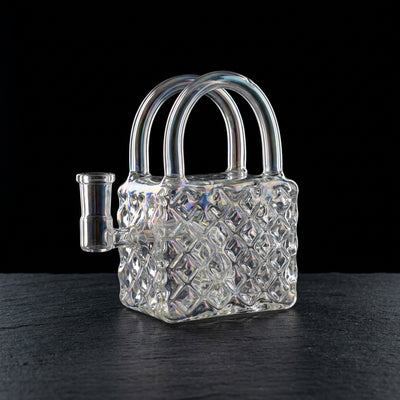 5″ Iridescent Purse Rig on dark slate surface - Oil Slick Pad