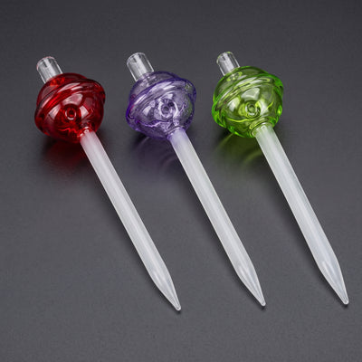 5″ Lollipop Glass DAB Tool Carb Cap Combo in Red, Purple and Green