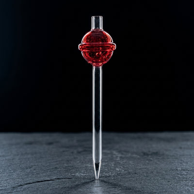 5″ Lollipop Glass DAB Tool Carb Cap Combo on dark slate surface - Oil Slick Pad