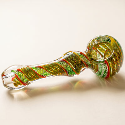 5" Multicolor Twisted Cane Orb Hand Pipe, light background