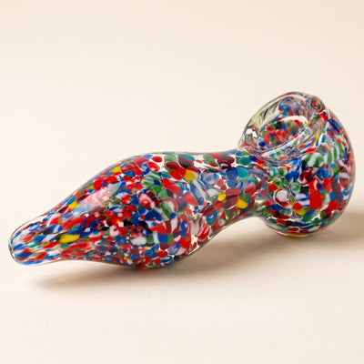 5" Rainbow Confetti Cone Frit Hand Pipe, light background