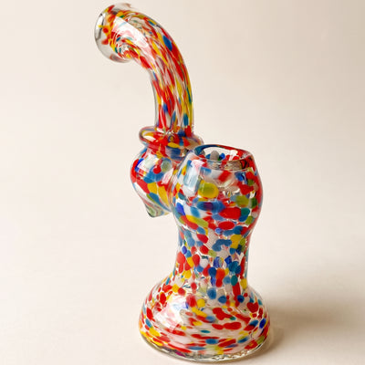 5" Rainbow Confetti Frit Maria Neck Bubbler, light background