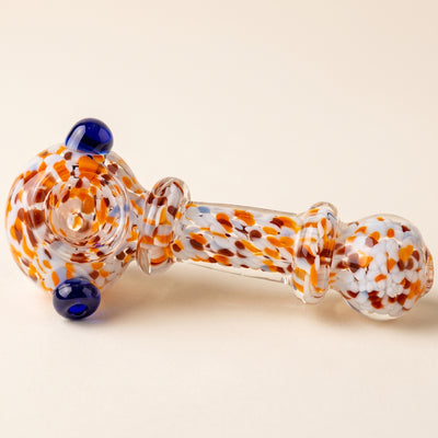5" Rainbow Frit Maria Color Dot Hand Pipe, light background