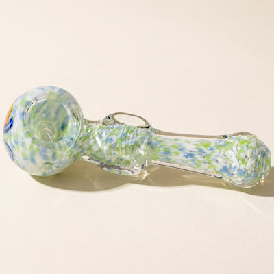 5" Rainbow Frit Square Body Hand Pipe, light background