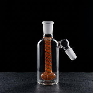 5" Spiral Color Shower Head Ash Catcher - 14 M 90° on dark slate surface - Oil Slick Pad