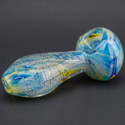 5" Thick Blue & Fume Flat Body Hand Pipe