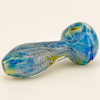 5" Thick Blue & Fume Flat Body Hand Pipe, light background