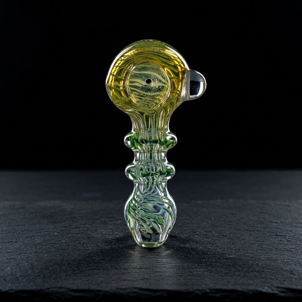 5" Thick Clear Fume w/ Multi Color Line Maria Body Hand Pipe