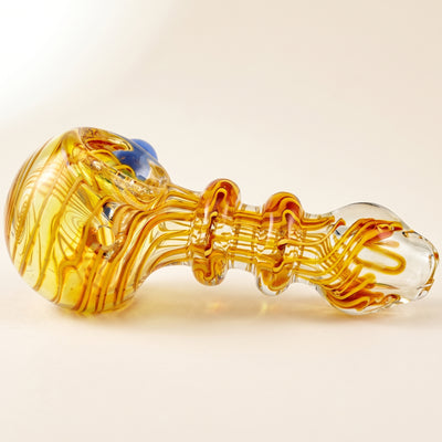 5" Thick Clear Fume w/ Multi Color Line Maria Body Hand Pipe, light background
