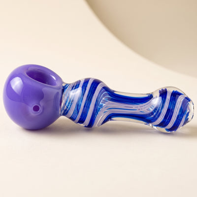 5" Thick Full Color Head Two-Tone Twisted Cane Body Hand Pipe, light background