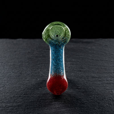 5" Tri Color Frit Thick Hand Pipe on dark slate surface - Oil Slick Pad