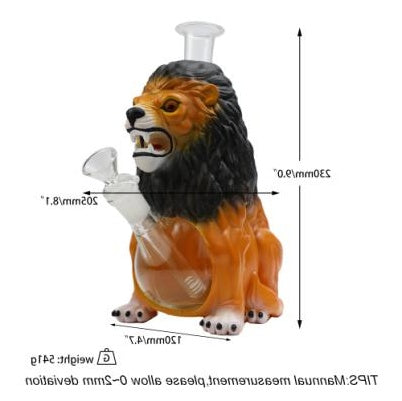 9" Lion Water Pipe | Glass + PVC