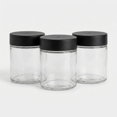 10oz Child-Resistant Glass Jars with Black Caps – 14 Grams (1/2 Ounce) Capacity, Airtight and Durable, 36-Pack – Ideal for Ca